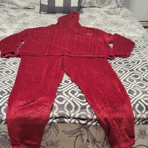 Red Fuzzy Hooded Lounge Set